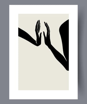 Printable wall art vector poster set. Hand drawn minimalism design for scandinavian interior.