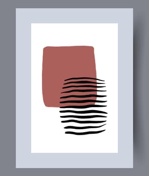 Printable wall art vector poster set. Hand drawn minimalism design for scandinavian interior.