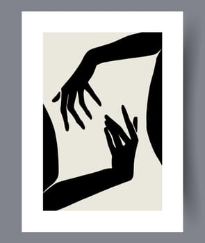 Printable wall art vector poster set. Hand drawn minimalism design for scandinavian interior.