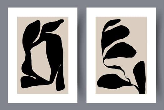 Printable wall art vector poster set. Hand drawn minimalism design for scandinavian interior.