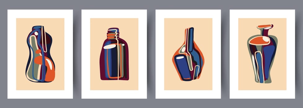 Printable wall art vector poster set. Hand drawn minimalism design for scandinavian interior.