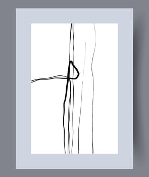 Printable wall art vector poster set. Hand drawn minimalism design for scandinavian interior.