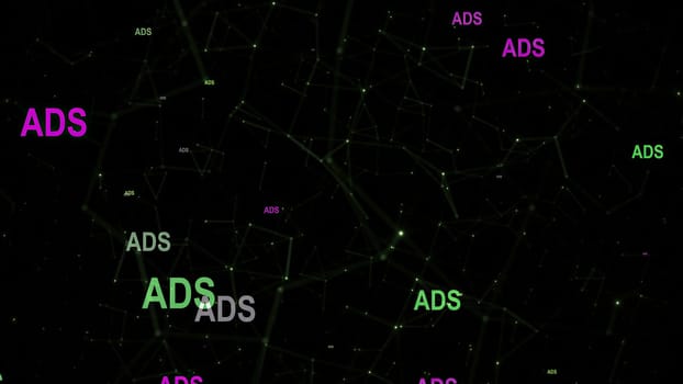 Adds text against network  background,Adds text against network  background