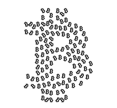 Bitcoin symbol, created from smaller BTC icons.