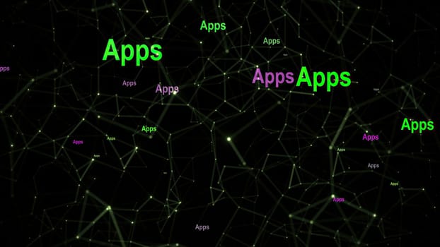Apps text against network background,Apps text against network background