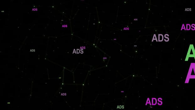 Adds text against network  background,Adds text against network  background