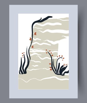 Printable wall art vector poster set. Hand drawn minimalism design for scandinavian interior.