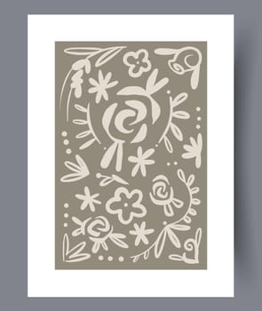 Printable wall art vector poster set. Hand drawn minimalism design for scandinavian interior.