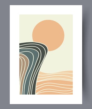 Printable wall art vector poster set. Hand drawn minimalism design for scandinavian interior.