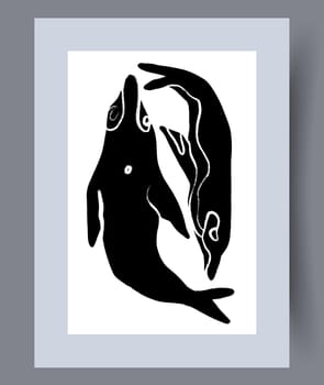 Printable wall art vector poster set. Hand drawn minimalism design for scandinavian interior.