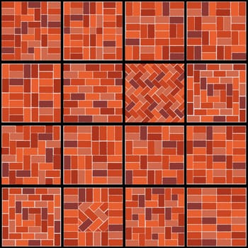 Different models of brick floor - Set of various models of flooring samples