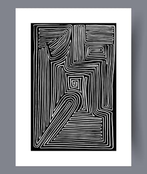 Printable wall art vector poster set. Hand drawn minimalism design for scandinavian interior.