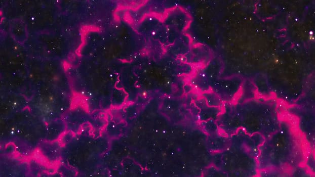 Space Flight Into A Star Field In Galaxy Clouds And Lightning Nebula