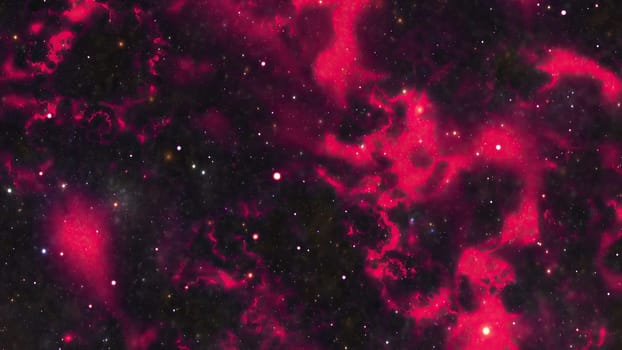 Space Flight Into A Star Field In Galaxy Clouds And Lightning Nebula