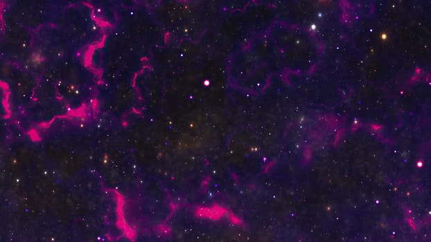 Space Flight Into A Star Field In Galaxy Clouds And Lightning Nebula