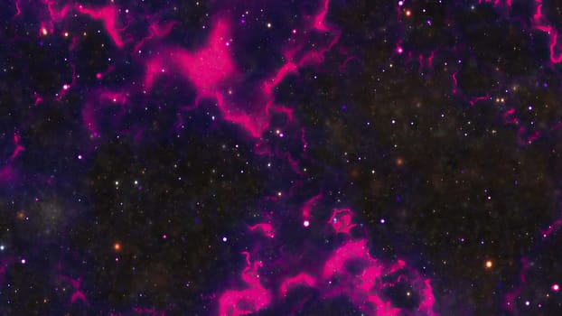 Space Flight Into A Star Field In Galaxy Clouds And Lightning Nebula