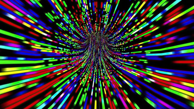 Driving through the Colorful light rays tunnel,Driving through the Colorful light rays tunnel
