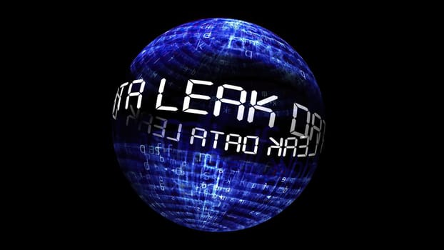 Data leak concept on rotating sphere,Data leak concept on rotating sphere