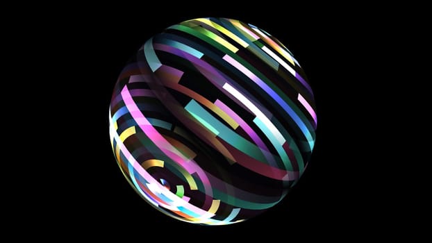 Colorful light rays on rotating sphere, Colorful light rays on rotating sphere