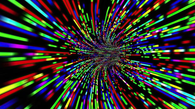 Driving through the Colorful light rays tunnel,Driving through the Colorful light rays tunnel