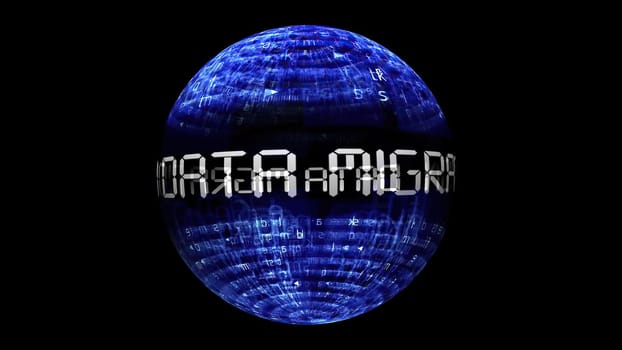 Data migration concept on rotating sphere,Data migration concept on rotating sphere