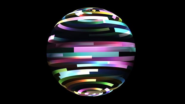 Colorful light rays on rotating sphere, Colorful light rays on rotating sphere
