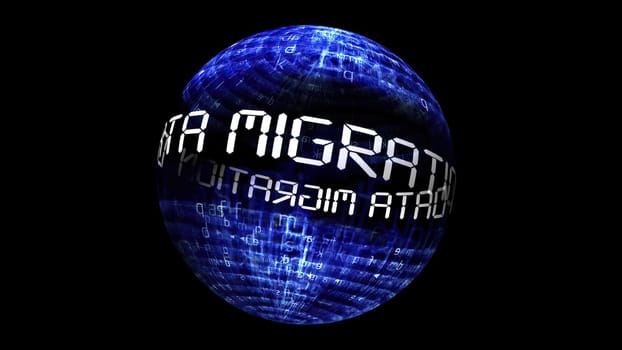 Data migration concept on rotating sphere,Data migration concept on rotating sphere