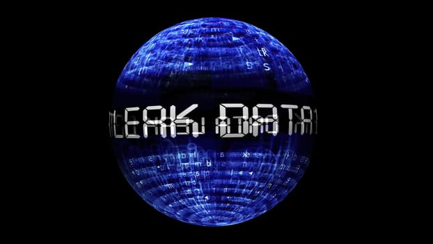 Data leak concept on rotating sphere,Data leak concept on rotating sphere