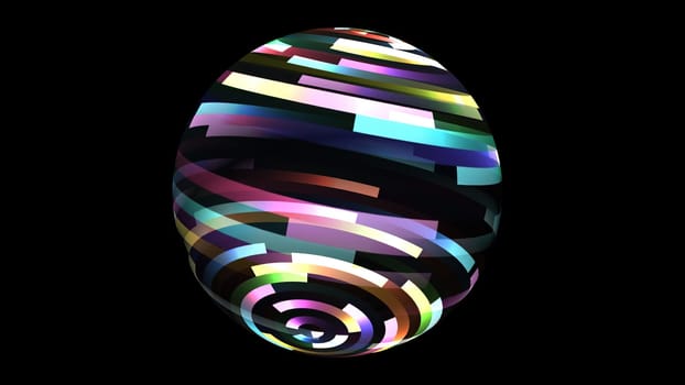 Colorful light rays on rotating sphere, Colorful light rays on rotating sphere