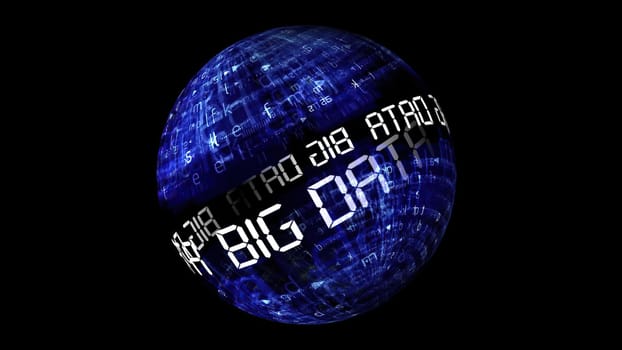 Big data concept on rotating sphere,Big data concept on rotating sphere