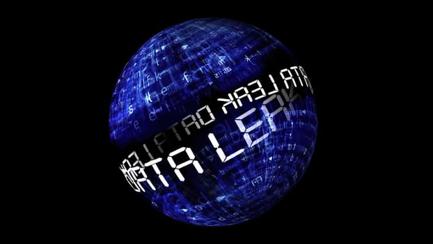 Data leak concept on rotating sphere,Data leak concept on rotating sphere