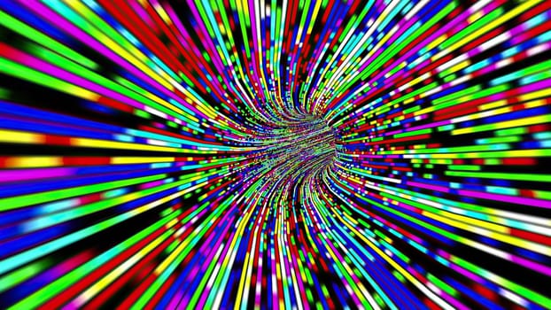 Driving through the Colorful light rays tunnel,Driving through the Colorful light rays tunnel