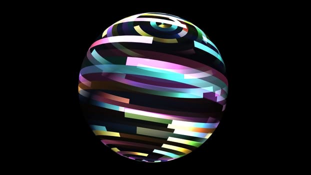 Colorful light rays on rotating sphere, Colorful light rays on rotating sphere