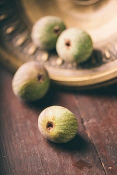 Figs on rustic wooden table