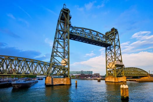 De Hef or Koningshavenbrug - old railway lift bridge over the Koningshaven in Rotterdam, The Netherlands