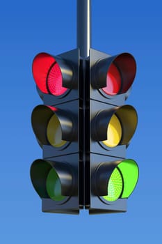 Traffic lights with sky background