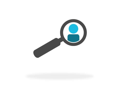 Magnify Icon with shadow and Person - Search Employees