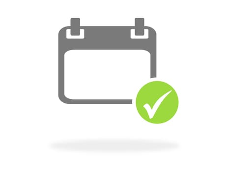 Calendar Icon with shadow and green checkmark - Save the date