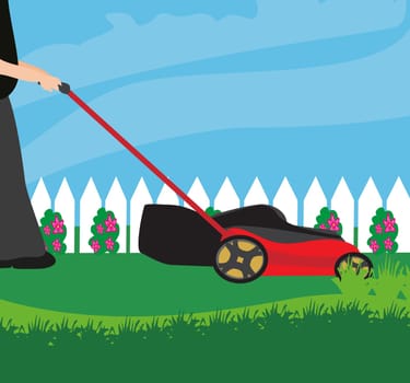 Lawn Mower With Grass