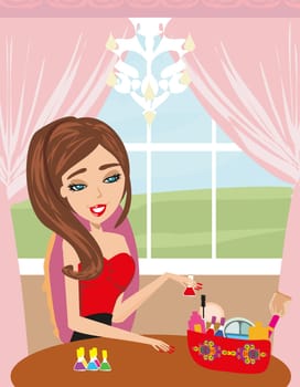 girl painting nails