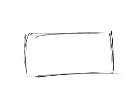 Empty sketch of simple hand drawn rectangle frame