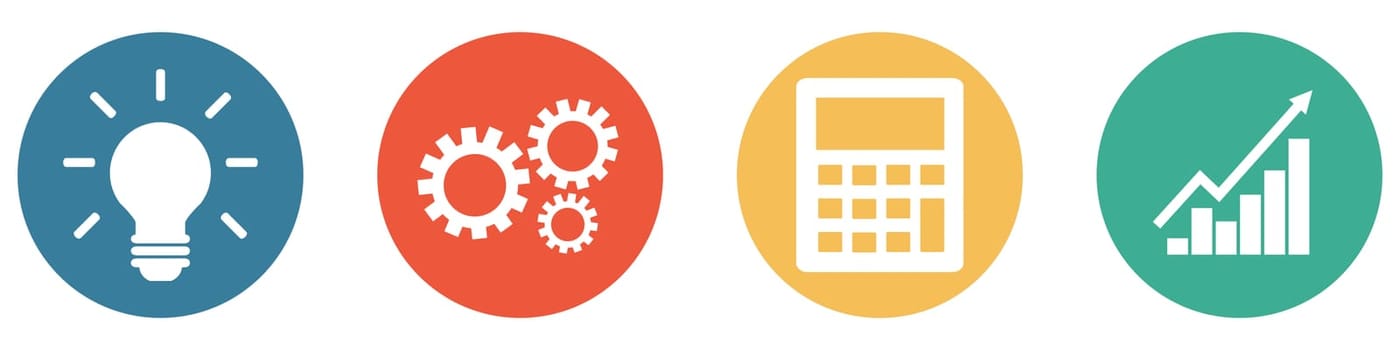 4 colorful Buttons blue, red, orange and green showing: Successful Business Concept