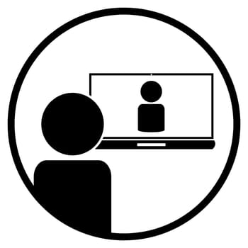 Video conference Symbol - Flat Icon in circle showing videochat or video call
