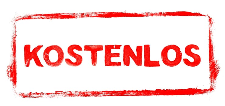 Free in german language: Red rubber stamp frame with stencil text