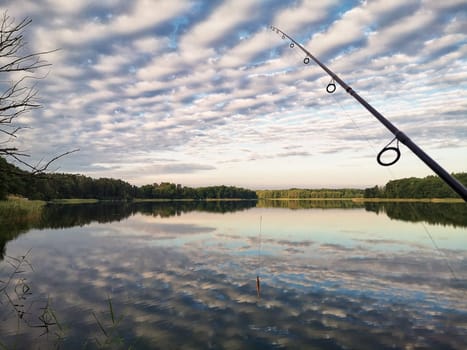 Anglers at Luebbesee near Templin, Brandenburg, Germany