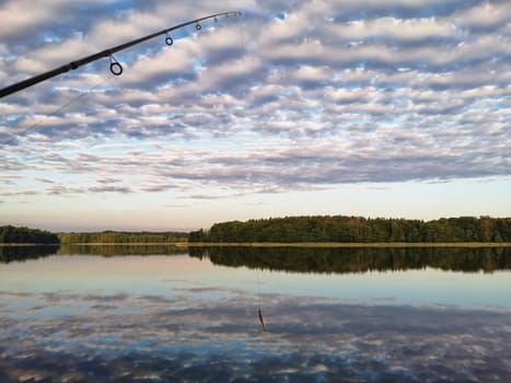 Anglers at Luebbesee near Templin, Brandenburg, Germany