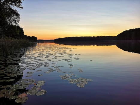 Dawn at lake Lübbesee near Templin, Brandenburg, Germany