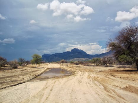 Landscape in Namibia in the rainy season