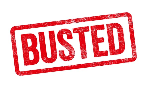 Red stamp on a white background - Busted