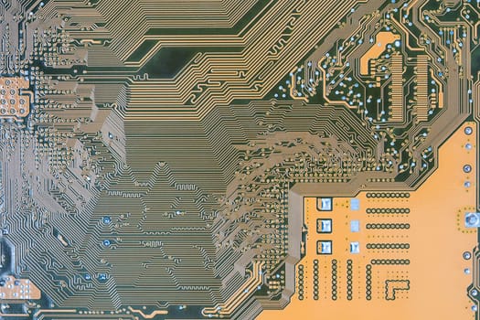 Close up green circuit mainboard of computer background
